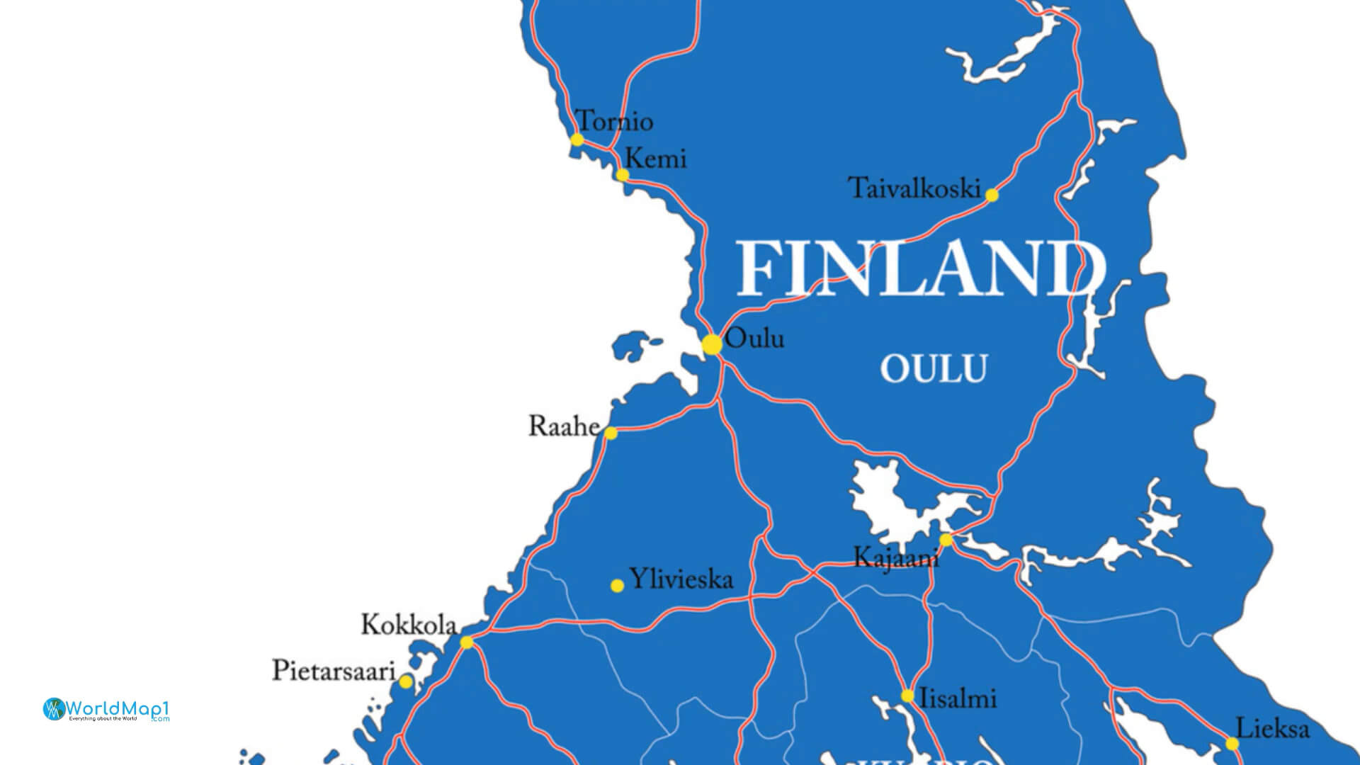 Straßenkarte von Oulu und Nordfinnland